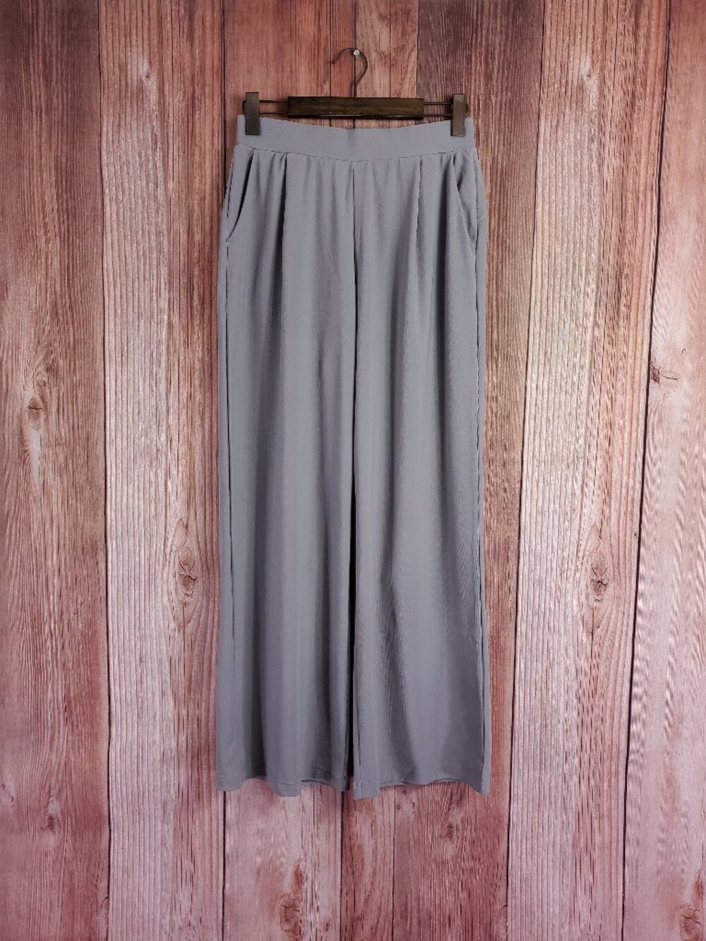 NWT Halara Flex MicroWaffle Wide Leg Pants Womens Medium Softlyzero Airy Gray